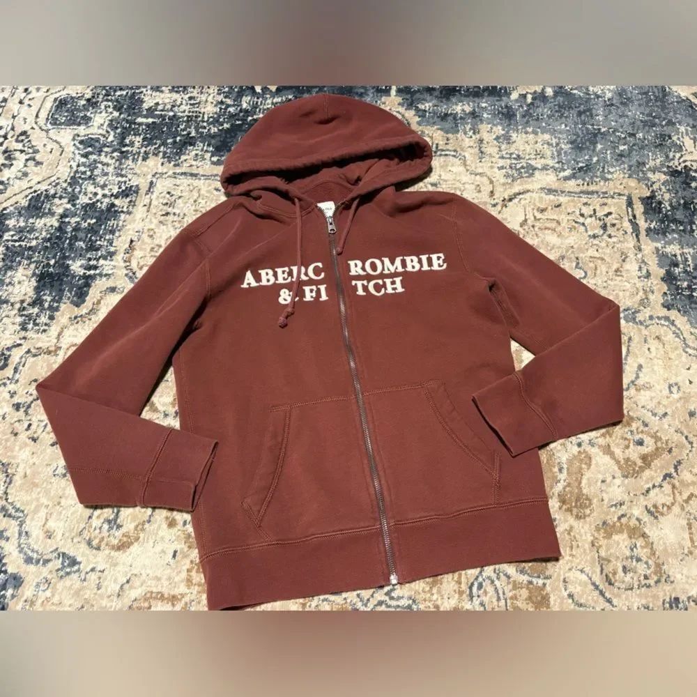 Y2K Style Abercrombie & Fitch Full Zip Logo Hoodie Spellout XS